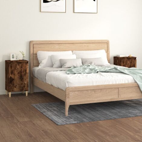Mesitas noche 2 uds madera contrachapada roble humo 40x35x70 cm vidaXL