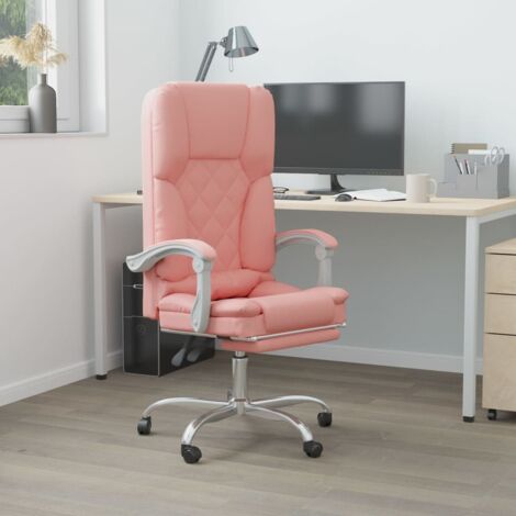 Silla de oficina reclinable masaje cuero sintético rosa vidaXL (1/5)