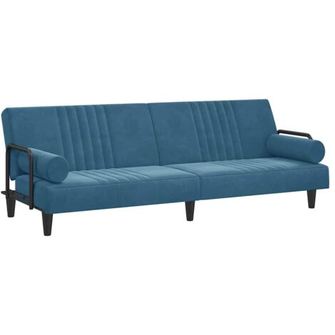 Sofá cama con reposabrazos terciopelo azul vidaXL (1/5)