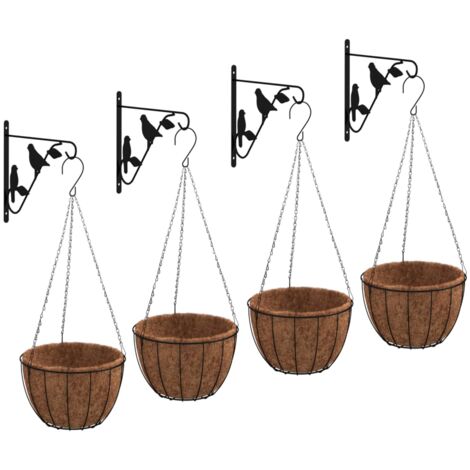Soportes para cestas colgantes con maceteros 4 uds acero negro vidaXL