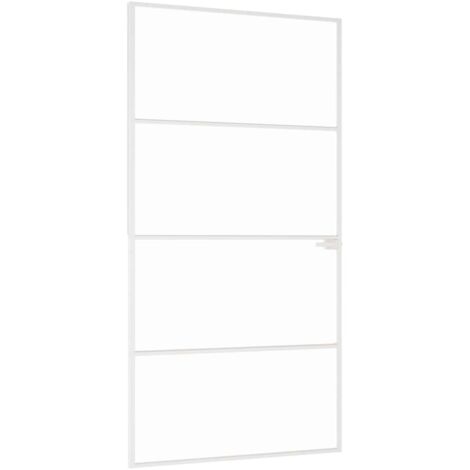 Puerta interior vidrio templado y aluminio blanco 102x201,5 cm vidaXL