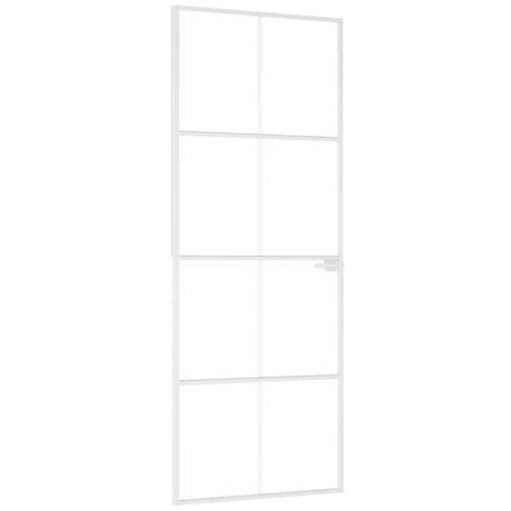 Puerta de interior vidrio templado y aluminio blanco 76x201,5cm vidaXL