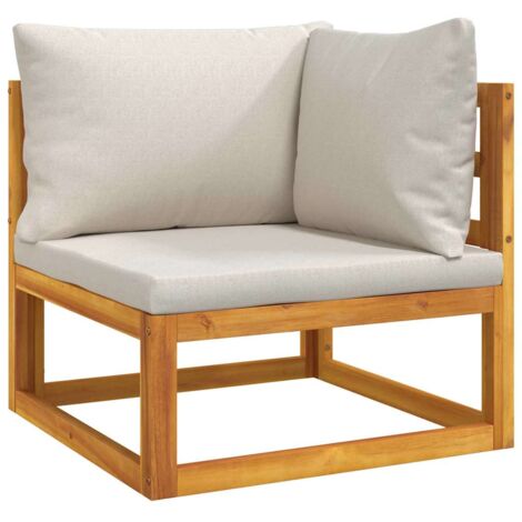 Sofá esquinero modular 2 uds madera acacia y cojines gris claro vidaXL (1/5)