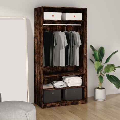 Armario madera contrachapada color roble ahumado 100x50x200 cm vidaXL (1/5)