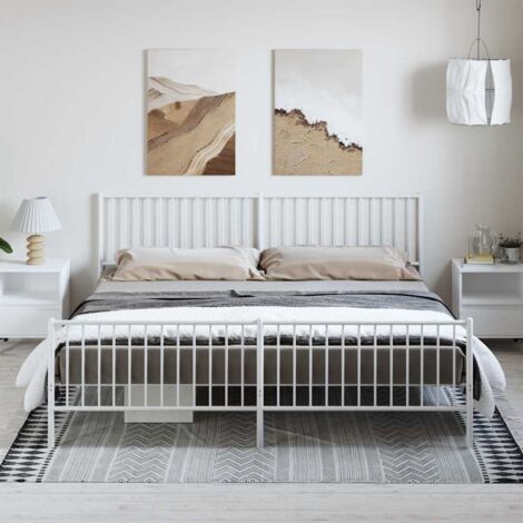 Estructura cama sin colchón con estribo metal blanco 193x203 cm vidaXL