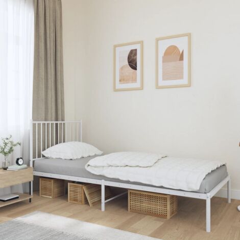 Estructura cama sin colchón con cabecero metal blanco 90x190 cm vidaXL