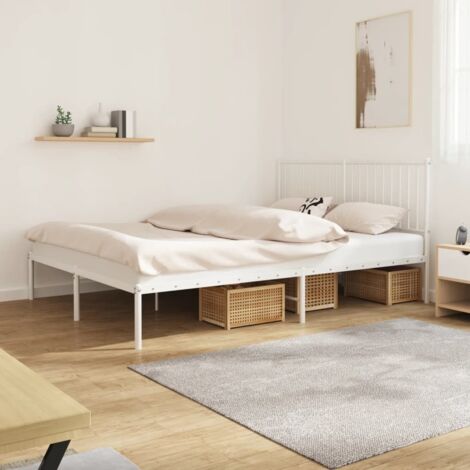 Estructura cama sin colchón con cabecero metal blanco 160x200cm vidaXL