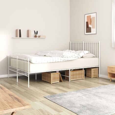 Estructura cama sin colchón con estribo metal blanco 120x190 cm vidaXL