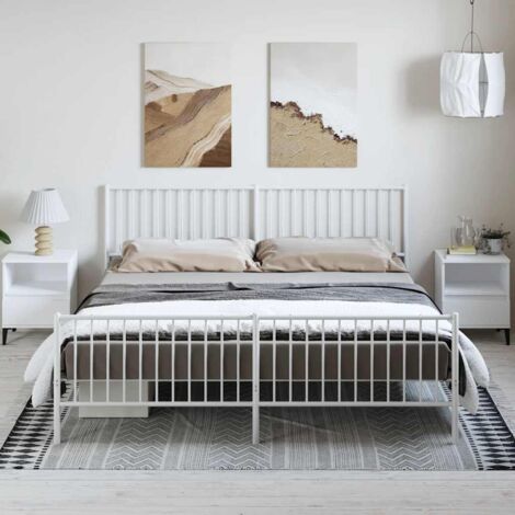 Estructura cama sin colchón con estribo metal blanco 183x213 cm vidaXL