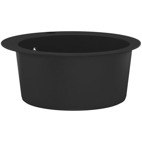 Fregadero de cocina de granito con un seno redondo negro vidaXL