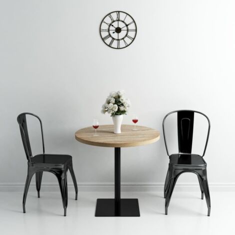 Mesa de bar bistró MDF y acero redonda 80x75 cm color roble vidaXL