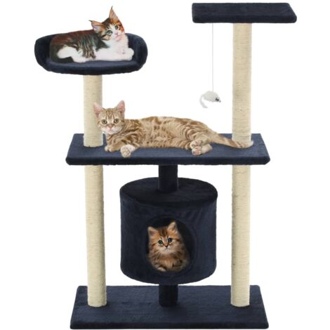 Rascador para gatos poste de sisal 95 cm azul oscuro vidaXL