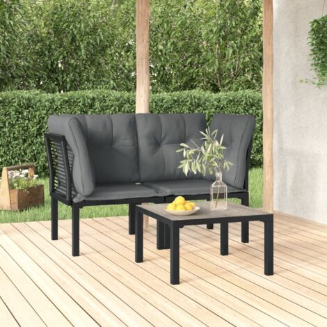 Juego de muebles jardín 3 pzas ratán sintético negro y gris vidaXL (1/5)