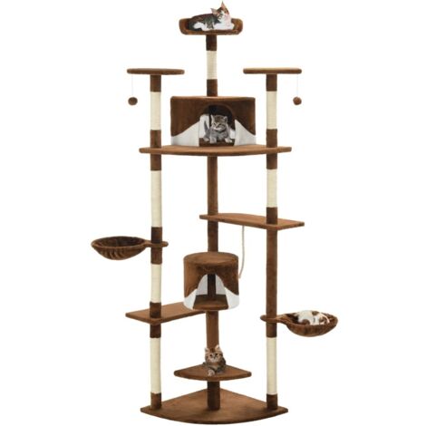 Rascador para gatos con poste de sisal marrón y blanco 203 cm vidaXL