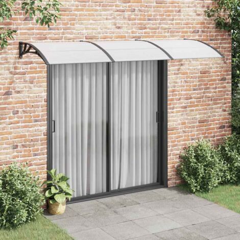 Marquesina puerta policarbonato negro y transparente 300x75 cm vidaXL