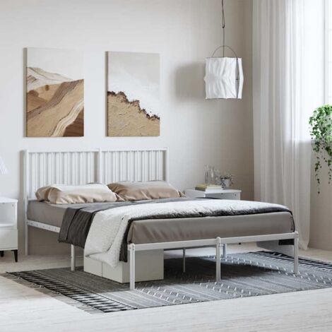 Estructura cama sin colchón con cabecero metal blanco 135x190cm vidaXL