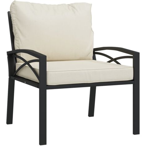 Silla de jardín acero con cojines color arena 68x76x79 cm vidaXL (1/6)