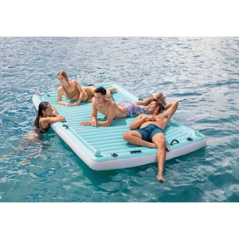 Colchoneta Inflable Azul Con Reposacabezas, 78x150 Cm, Flotador Para Piscina, Playa Y Lagos, Aguanta Hasta 210 Kg, Fácil De Inflar Y Llevar
