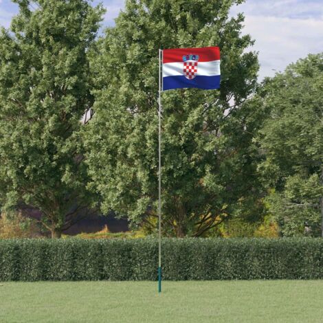 Mástil y bandera de Croacia aluminio 5,55 m vidaXL