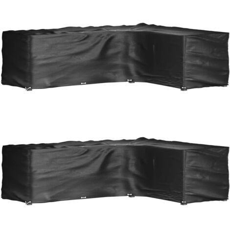 Fundas muebles jardín forma de L 2 uds 16 ojales 260x210x80 cm vidaXL