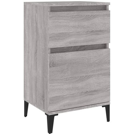 vidaXL Mesitas de noche 2 uds patas de madera gris Sonoma 40x35x50 cm