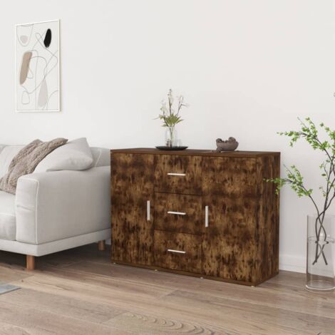 Aparador madera contrachapada roble ahumado 91x29,5x65 cm vidaXL (1/5)