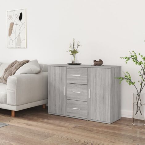 Aparador de madera contrachapada gris Sonoma 91x29,5x65 cm vidaXL
