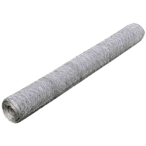 Malla de alambre de acero galvanizado plateada 25x1 m vidaXL