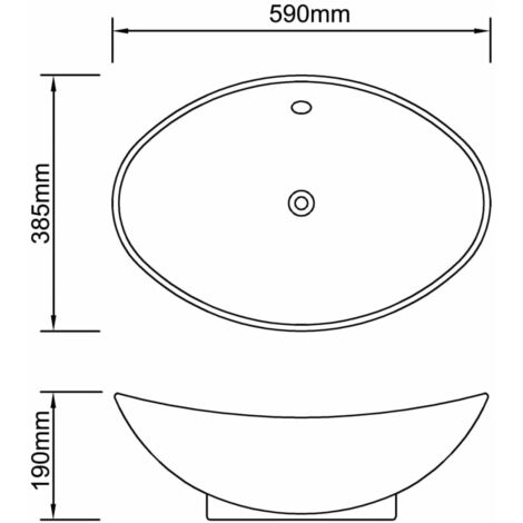Lavabo ovalado y orificio desbordamiento cerámica 59x38,5 cm vidaXL