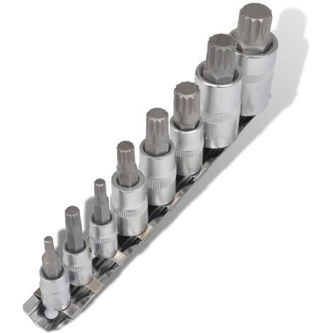 Set de puntas de 12 puntos 8 piezas rayadas vidaXL (1/4)