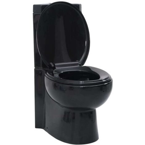 Inodoro WC de esquina cerámica negro vidaXL