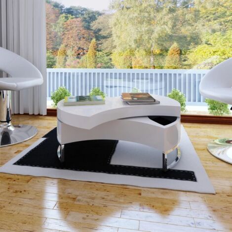 Mesa central redonda blanca con tapa ajustable (1/5)