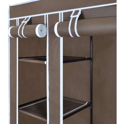 Armario de tela compartimentos y varillas marrón 45x150x176cm vidaXL