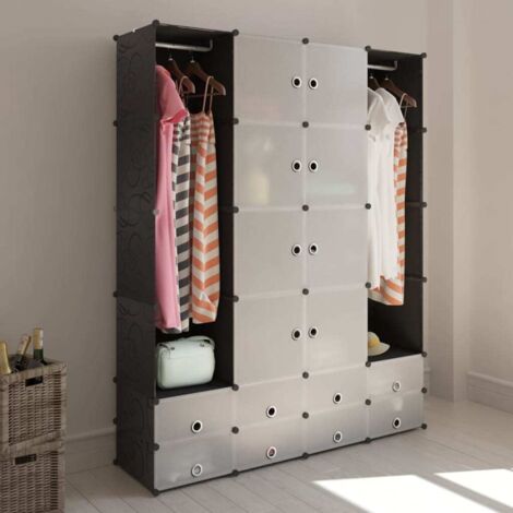 Armario modular 18 compartimentos negro y blanco 37x146x180,5cm vidaXL (1/5)
