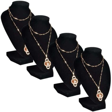 Expositor De Joyas En Forma De Busto Negro - 4Piezas - 9X8,5X15cm vidaXL