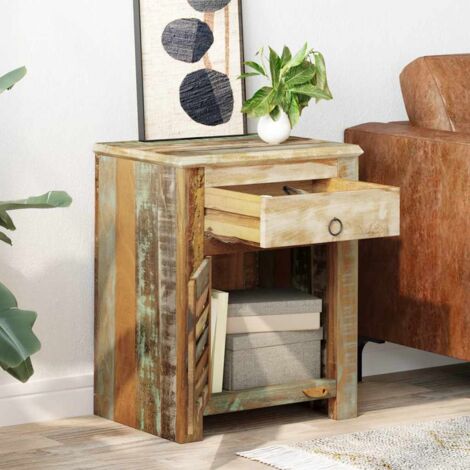 Mesa auxiliar con 1 cajón y 1 puerta madera reciclada vidaXL (1/5)