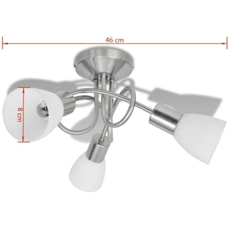 Lámpara de techo con pantallas de cristal para 3 bombillas E14 vidaXL