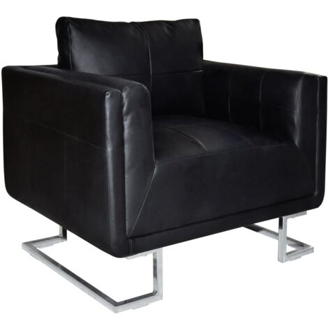 Sillón con patas cromadas cuero sintético negro vidaXL (1/5)