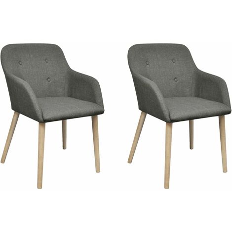 Sillas de comedor 2 uds tela y madera maciza roble gris claro vidaXL (1/5)