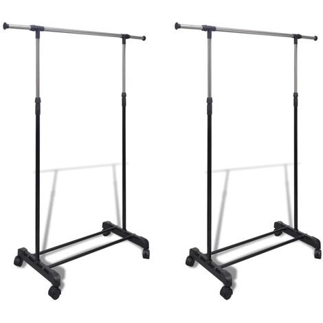 Perchero ajustable para ropa 1 barra 2 unidades vidaXL