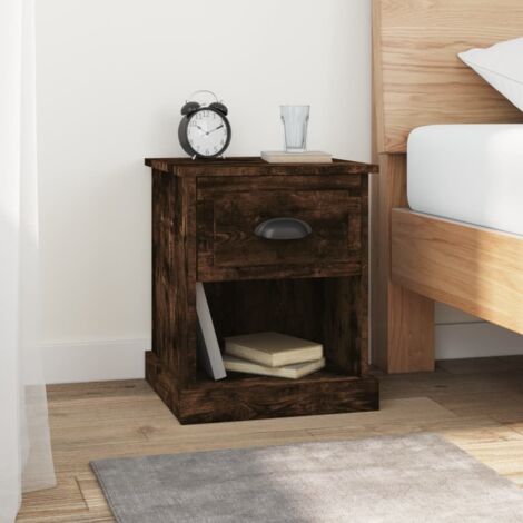Mesita noche 2 uds madera contrachapada roble humo 39x39x47,5cm vidaXL (1/5)