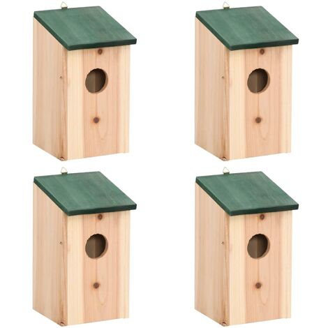 vidaXL Casa para pájaros 4 unidades madera 12x12x22 cm - Beige