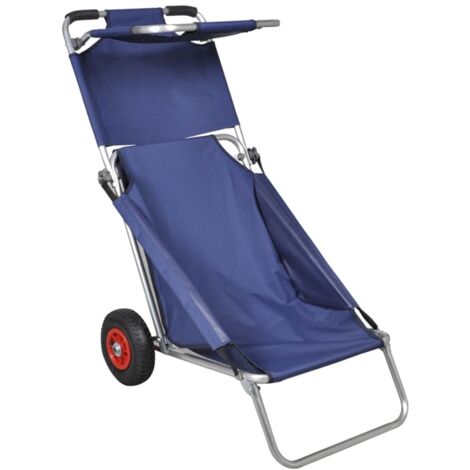 Carrito de playa portátil y plegable con ruedas azul vidaXL