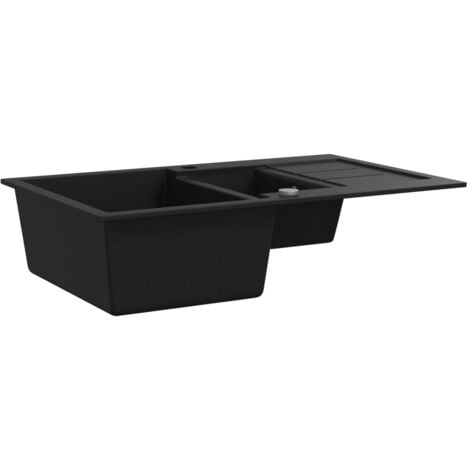 Fregadero de cocina con 2 senos granito negro vidaXL