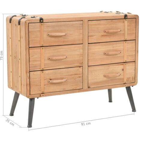 Cajonera de madera maciza de abeto 91x35x73 cm vidaXL