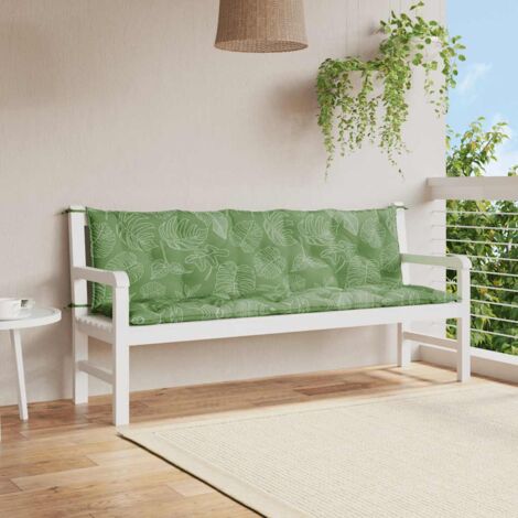Cojines de banco de jardín 2 uds tela Oxford estampado de hojas vidaXL