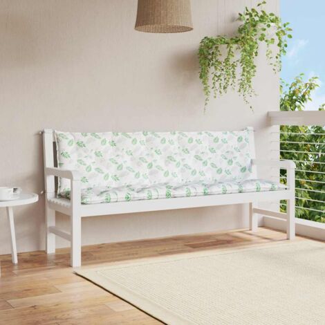 Cojines de banco de jardín 2 uds tela Oxford estampado de hojas vidaXL