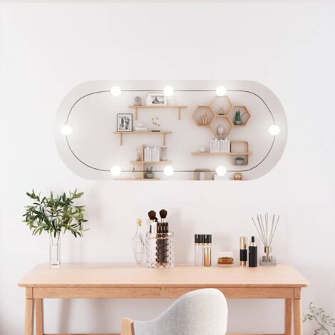 Espejo de pared ovalado con luces LED vidrio 40x90 cm vidaXL