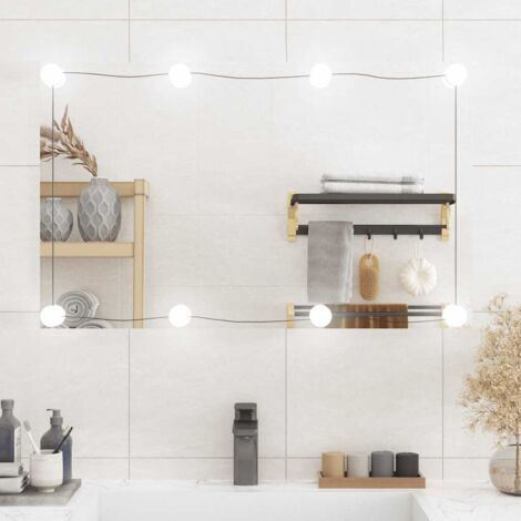 Espejo de pared rectangular con luces LED vidrio 50x80 cm vidaXL
