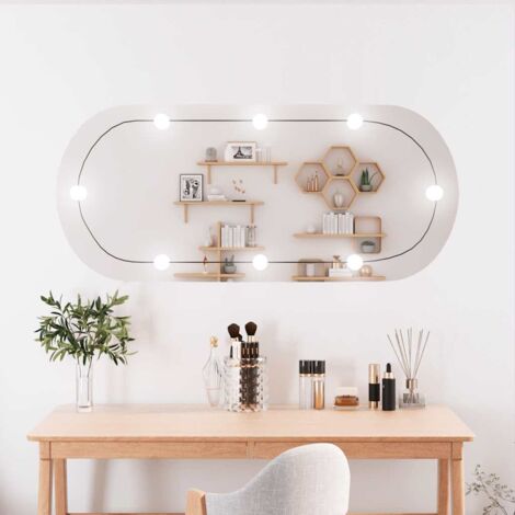 Espejo de pared ovalado con luces LED vidrio 45x100 cm vidaXL
